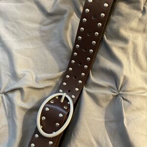 Brown Studded Belt with Silver Buckle
